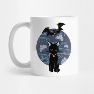 Flyingfox And Black Cat With Cherry Blossom Mug